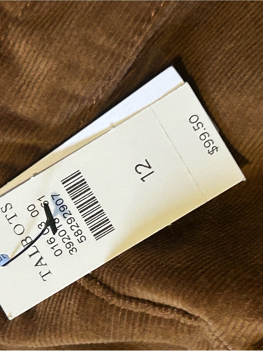 NWT Talbots Brown Corduroy Straight Leg Pants Size 12 - Picture 10 of 10